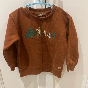 10tree Brown Kids Sweatshirt with Forest Print 2t